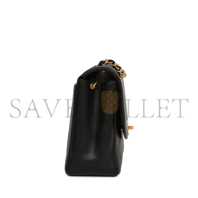 CHANEL MEDIUM DIANA FLAP BAG BLACK CAVIAR GOLD HARDWARE A2221 (22.5*14*7cm)